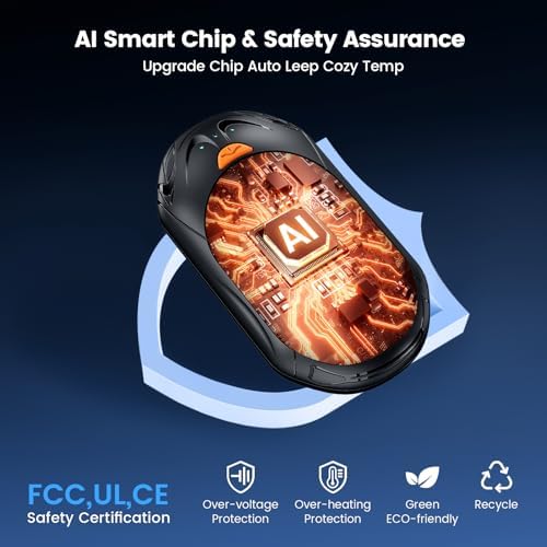 AI Hand Warmers Rechargeable 2 Pack,6000mAh Rechargeable Hand Warmer,20Hrs Long Heating Electric Hand Warmer,Portable Pocket Heater,Pocket Size Hand Warmer, Gifts for Christmas