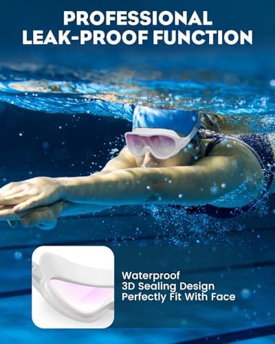 Rantizon Swim Goggles 2 Pack, Wide View Anti Fog&UV Swimming Goggles for Audlt, No Leaking Pool Accessories for Men Women Kid