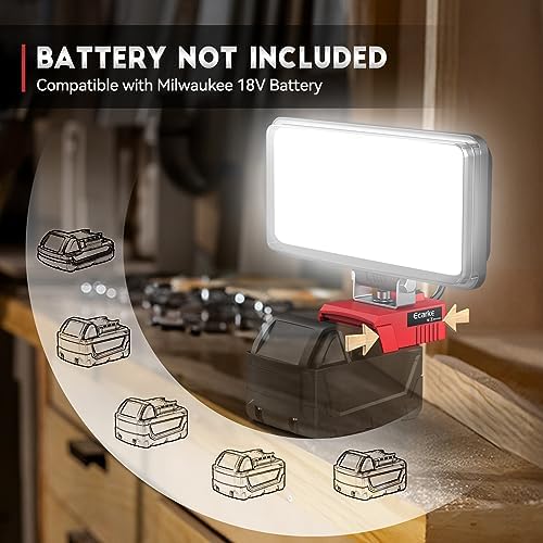 LED Work Light for Milwaukee 18v Battery, Ecarke 7'' 100W Cordless Work Lights 10000 Lumens of Brightness for m18 Battery Light with Low Voltage Protection&USB & Type-C Charger Port for car Repairing