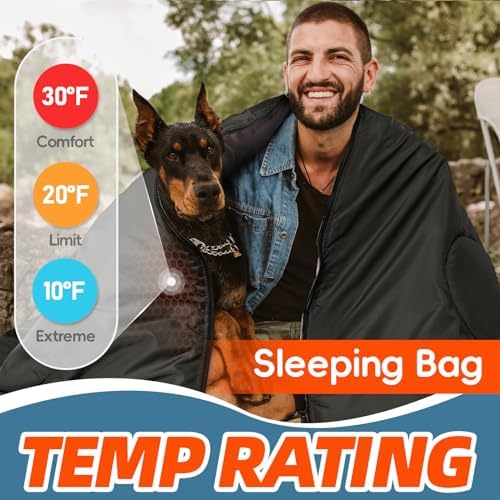 MEREZA 0 Degree Winter Sleeping Bag for Adults Kids with Pillow, Cold Weather Sleeping Bag for 4 Season Camping Hiking Backpacking Sleeping Bags for Big and Tall