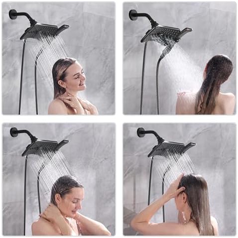 BRIGHT SHOWERS Four Spray Settings Shower Head Set Oil Rubbed Bronze and Black Finishing with 60" Long Stainless Steel Shower Hose