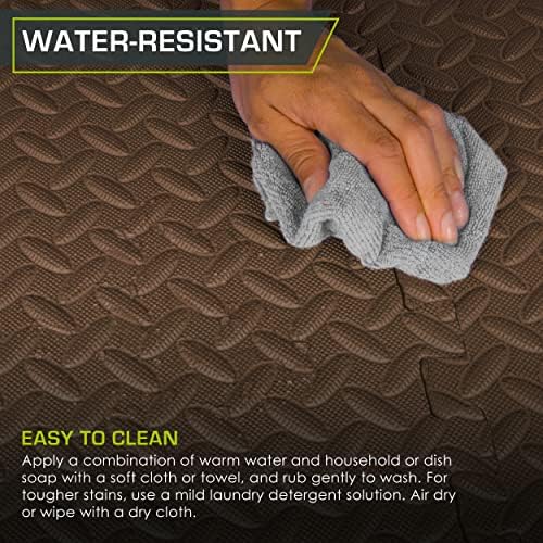 ProsourceFit Puzzle Exercise Mat ½ in, EVA Interlocking Foam Floor Tiles for Home Gym, Mat for Home Workout Equipment, Floor Padding for Kids, Black, 24 in x 24 in x ½ in, 48 Sq Ft - 12 Tiles