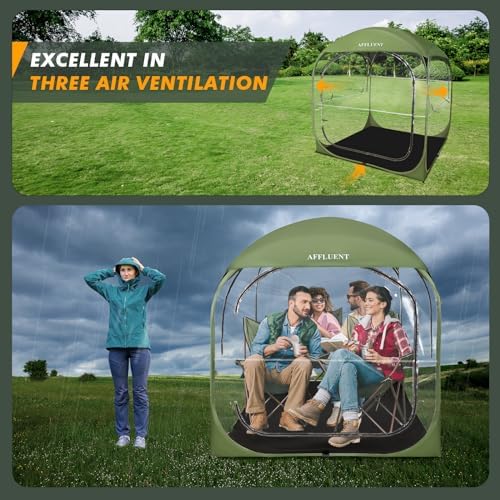 AFFLUENT Thickened PVC Sports Tent - All-Weather Shelter Pod for 2-6 Person, Pop-Up Shelter, Instant Setup, Removable Top & Sealed Floor for Outdoor Events, Soccer, Rugby