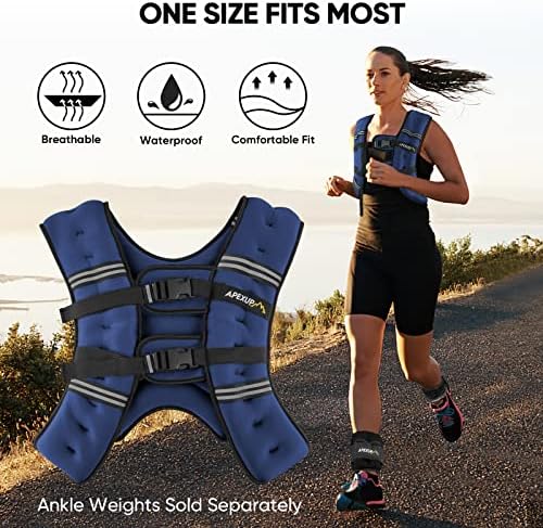 APEXUP Weighted Vest with 5lbs/10lbs/15lbs/20lbs/25lbs/30lbs Weights and Reflective Stripe, Weight Vest Men Women for Workout, Strength Training, Running