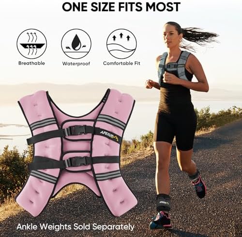APEXUP Weighted Vest with 5lbs/10lbs/15lbs/20lbs/25lbs/30lbs Weights and Reflective Stripe, Weight Vest Men Women for Workout, Strength Training, Running