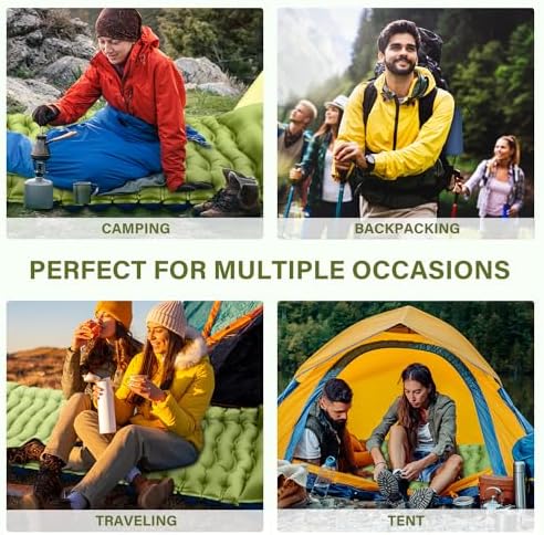 Yuzonc Camping Sleeping Pad, Ultralight Camping Mat with Pillow Built-in Foot Pump Inflatable Sleeping Pads Compact for Camping Backpacking Hiking Traveling Tent