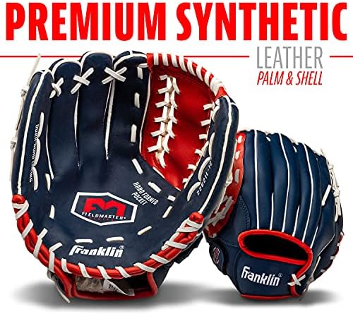 Franklin Sports Baseball + Softball Gloves - Field Master Adult + Youth Baseball + Softball Gloves - Right Hand + Left Hand Gloves - Infield + Outfield Mitts - Multiple Sizes + Colors