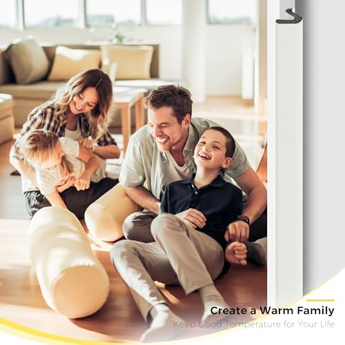 Weather Stripping Door Seal Strip - Soundproof Q-Shaped Foam for Exterior Door Frame, Large Gap Seal, Noise Cancelling, Easy to Install (White, 26FT)