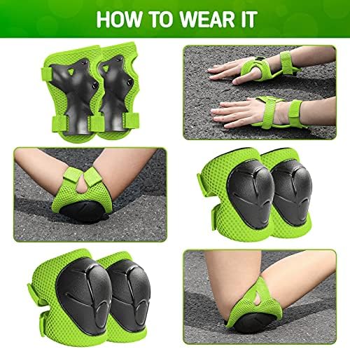 Kids Protective Gear Set Knee Pads for Kids 3-14 Years Toddler Knee and Elbow Pads with Wrist Guards 3 in 1 for Skating Cycling Bike Rollerblading Scooter