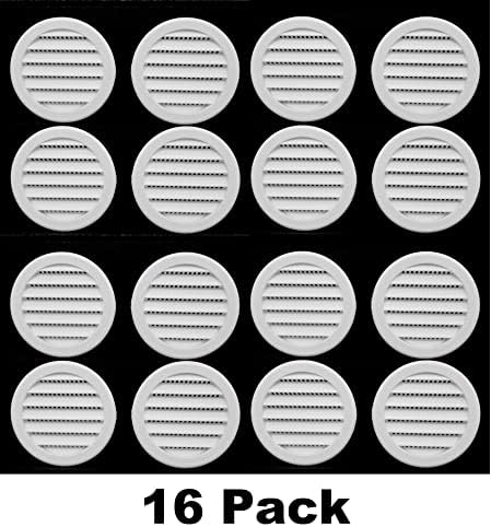 3" Round Plastic Louver Soffit Air Vent Reptile Screen Grille Cover (16, White)