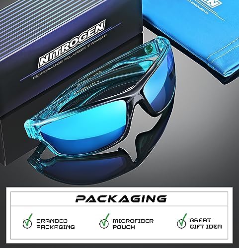Nitrogen Polarized Wrap Around Sport Sunglasses for Men Women UV400 Protection Sun Glasses