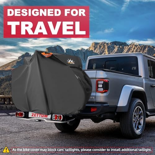 Bike Cover for Transport 1 Bike - Outdoor Bike Covers for 1 Bikes on Rear Bike Rack Transport Heavy Duty & Waterproof, 600D Bicycle Rack Covers for Single Bike on Car Hitch Travel Storage
