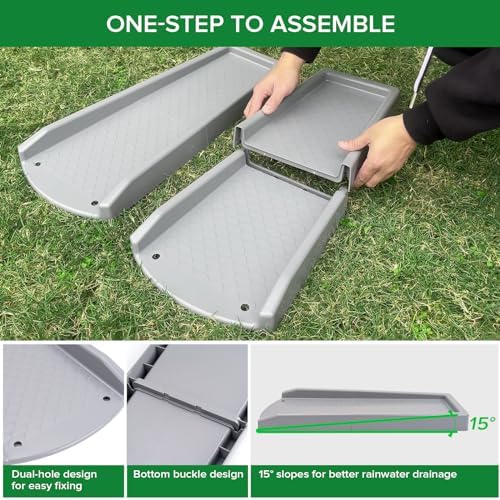 Splash Blocks for Gutters Downspouts, 24" Downspout Extensions for Rain Water Drainage, Thickened Gutter Splash Guard with Fixing Piles(1 Pack, Gray)