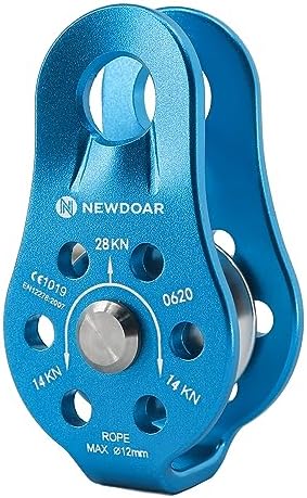 NewDoar Fixed Plate Micro Pulley,28KN CE Certified General Purpose Small Aluminum Rope Pulleys for Climbing/Aloft Work/Rappelling/Rescue Etc