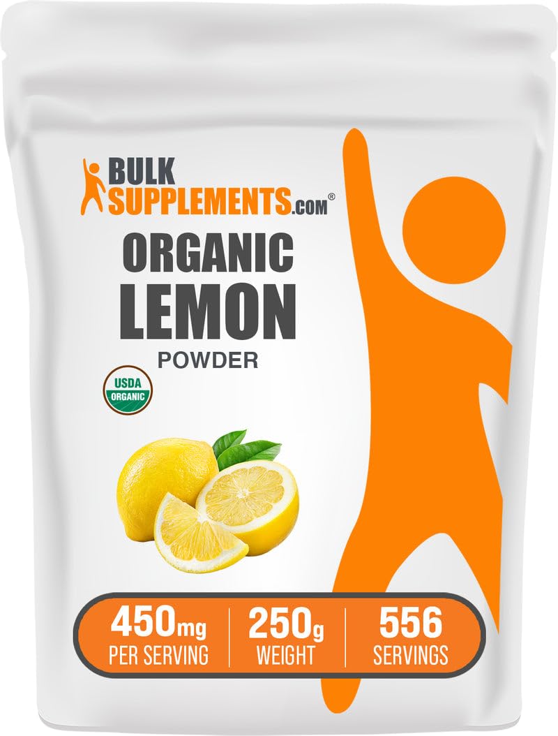 BulkSupplements.com Organic Lemon Powder - Natural Vitamin C Source, Fruit Powder, Lemon Flavoring - Gluten Free, 450mg per Serving, 250g (8.8 oz) (Pack of 1)