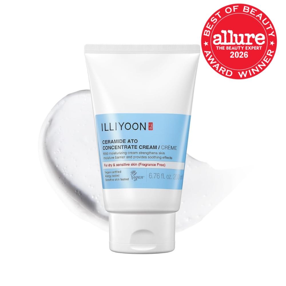 Illiyoon Ceramide Ato Concentrate Cream | Moisturizer for Dry & Sensitive Skin, 100hr Lasting Hydration, For Face & Body, Gentle for Infants, Moisture Barrier Repair, Vegan Certified, 6.76 fl.oz.