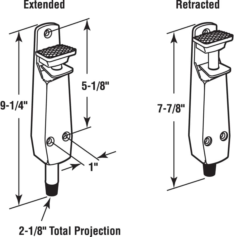 Pacific Doorware Heavy Duty Spring Loaded Step Down Push On Door Holder/Stopper (Aluminum)