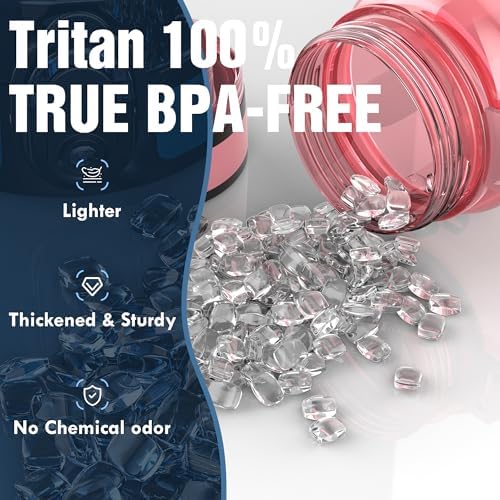 OLDLEY Water Bottle, 32oz Motivational Sports Water Bottle with Time Marker - Times to Drink - Tritan, BPA Free, Wide Mouth Leakproof,Clear Red