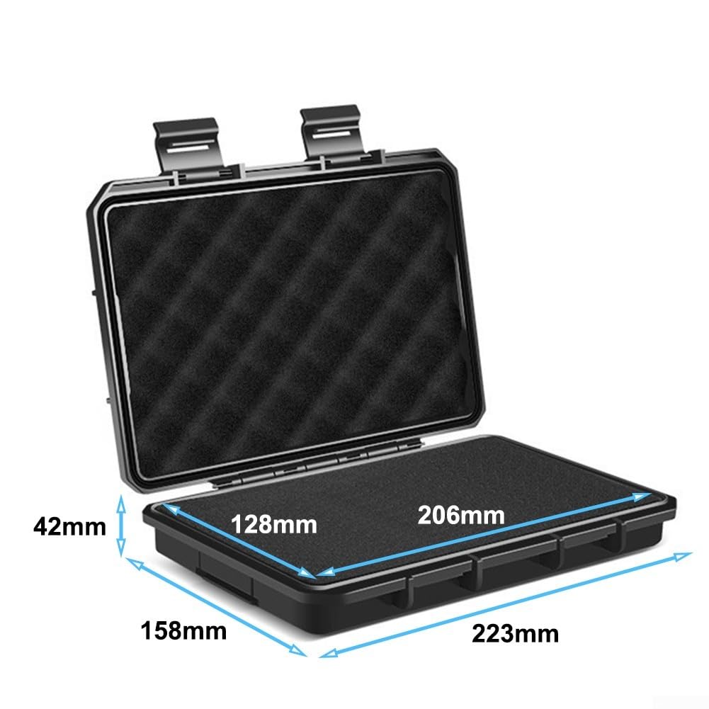 Oniissy Ruggedized Plastic Tool Box, Waterproof Carry Tool Case Safety Instrument Tool Box ABS Plastic Storage Toolbox,Sealed Safety Case For Hardware Tools, Cameras, Instruments(Black)