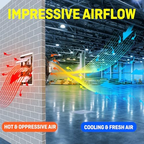 iLIVING 12" Wall Mounted Shutter Exhaust Fan, Automatic Shutter, with Thermostat and Variable Speed controller, 0.6A, 960 CFM, 1400 SQF Coverage Area Silver (ILG8SF12V-ST)