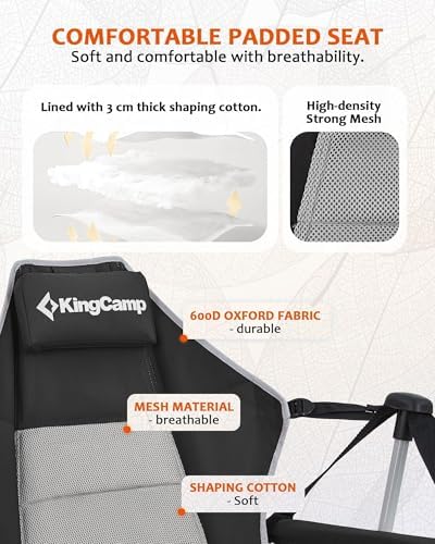 KingCamp Hammock Chair with Footrest, Swinging Portable Folding Camping Chairs for Adults 400lbs Heavy Duty Foldable Oversized Rocker with Cup Holder Pillow for Outdoor Beach Patio Sport Lawn