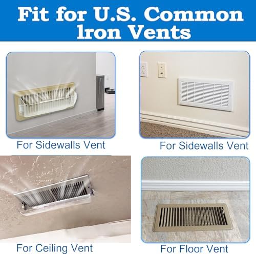 Heating & Air Vent Deflector for Vents, Sidewall, Ceiling, Floor Registers - Adjust Between 9"-14", Magnetic Vent Covers for Air Conditioning, Heat, AC, Floor, Under Furniture (3 Pack Clear)