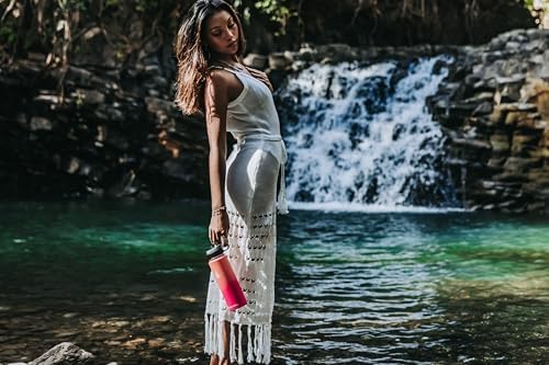 HYDRO CELL Stainless Steel Insulated Water Bottle with Straw - For Cold & Hot Drinks - Metal Vacuum Flask with Screw Cap and Modern Leakproof Sport Thermos for Adults (Coral/Punch 24oz)