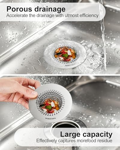 2 PCS Kitchen Sink Drain Strainer, Flippable Mesh Sink Strainer, 304 Stainless Steel Sink Screen, Easy Clean Large Basket Strainer, Anti-Clog Garbage Disposal Cover Fit for Standard Sink Drain