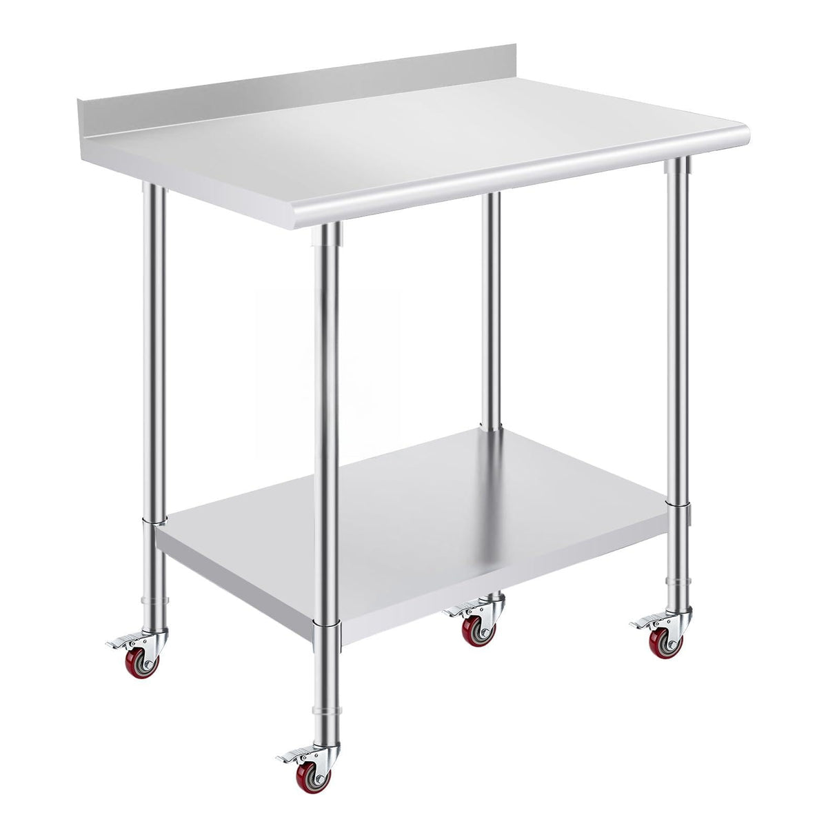 OSTBA Stainless Steel Table for Prep & Work 24x36 Inches with Casters Wheels and Backsplash, NSF Metal Commercial Heavy Duty Table with Adjustable Undershelf for Restaurant Kitchen Home and Hotel