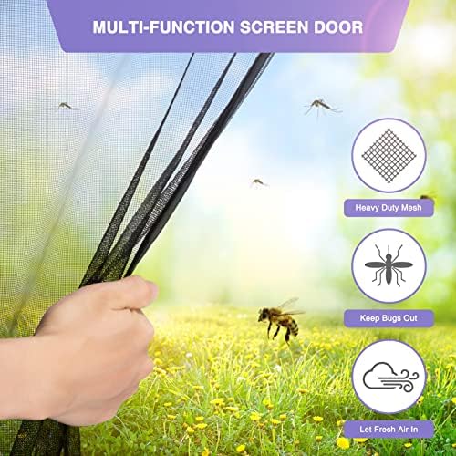 Titan Mall Fiberglass Magnetic Screen Door, Self Sealing & Heavy Duty Door Screen Magnetic Closure Keep Bugs Out, Retractable & Hands Free Door Screen 39" x 82"
