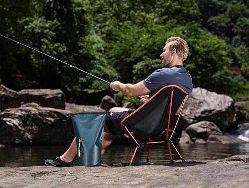 MARCHWAY Lightweight Folding Camping Chair, Stable Portable Compact for Outdoor Camp, Travel, Beach, Picnic, Festival, Hiking, Backpacking, Supports 330Lbs (Orange)