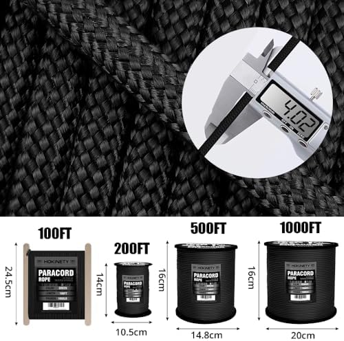 1000Ib Paracord Rope - 100ft / 200ft / 500ft / 1000ft 4mm,12 Strand Parachute Spool Cord,para Cord Lanyard for Camping,Hammock,Clothsline,Hiking,Fishing,Survival braceletand Survival