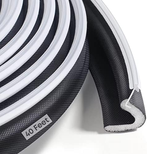 40 Feet Door Weather Stripping, Kerf Weather Stripping for Doors with Groove, Kerf Door Seal for Large Gap and Easy Installation(40, Black)