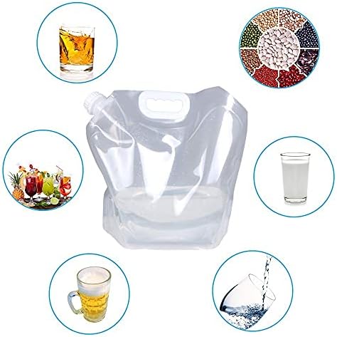 Soddeph Collapsible Water Container Bag, BPA Free Food Grade Clear Plastic Storage Jug for Sport Camping Riding Mountaineer,Freezable, Food Grade (4-pack-2.6 Gal)