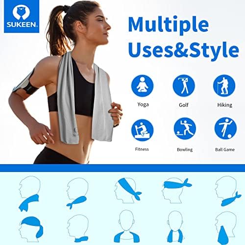 Sukeen [4 Pack Cooling Towels (40"x12"),Ice Towel,Soft Breathable Chilly Microfiber Towel for Yoga,Sport,Running,Gym,Workout,Camping,Fitness,Workout & More Activities