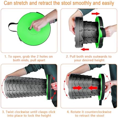 Boreeman Upgraded Folding Stool Lightweight Yet More Sturdy with Load Capacity 400lbs Portable Collapsible Stool for Camping Fishing Hiking BBQ (Green)