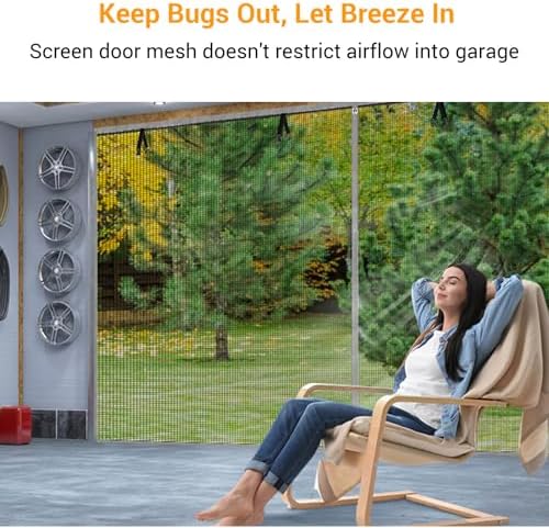 2025 Privacy Garage Door Screen for 2 Car 16x7FT, Heavy Duty Magnetic Closure Garage Screen Door, Durable Nylon Screen Door Mesh, Garage Net Screen for Garage, Silver Grey