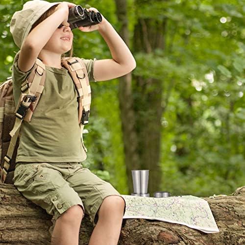 Tessco 6 Pieces Collapsible Shot Glasses Stainless Steel Collapsible Cup Reusable Portable Travel Folding Cup with Lid and Keychain for Camping Hiking Cycling (2.5 oz)