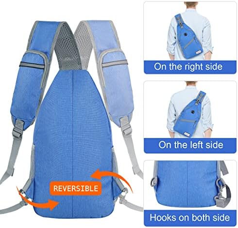ZOMAKE Sling Bag for Women Men, Small Crossbody Sling Backpack, Mini Water Resistant Shoulder Daypack for Travel, Anti Thief Chest Bag for Hiking, Sports(Blue)