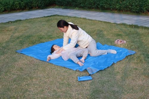 Orga'Neat Pocket Picnic Blanket, Sandproof Lightweight Pocket Camping Tarp, 55″x 79″ Foldable & Fits into Small Bag, Water Resistant Washable Quick Dry Compact Beach Mat for Outdoor Recreation