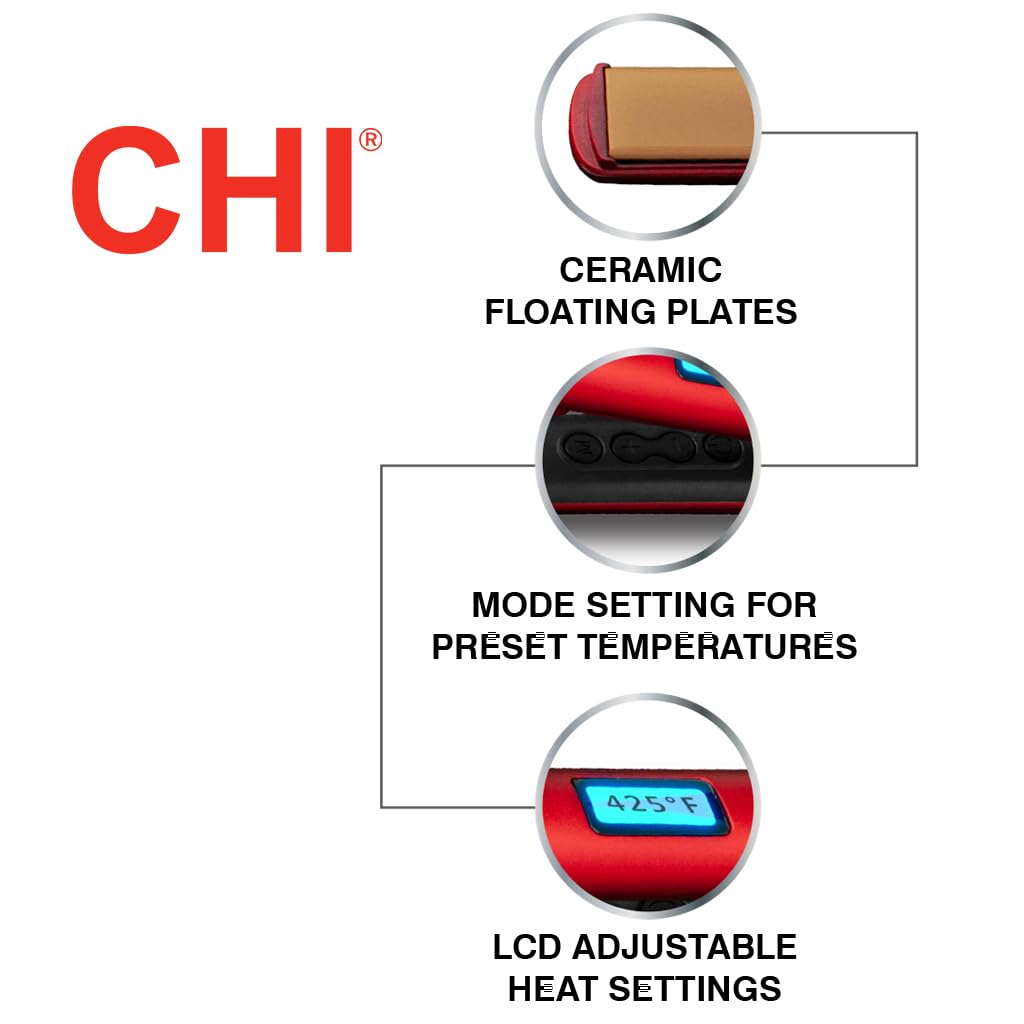 CHI New CHI Original Digital Ceramic Hairstyling Iron 1" Ruby Red, 1 lb.
