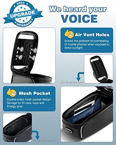 ROCKBROS Bike/Bicycle Phone Front Frame Bag, Waterproof, Tube Bag,Cycling Pouch, Bike Accessories for Men Compatible Phone Under 6.5”