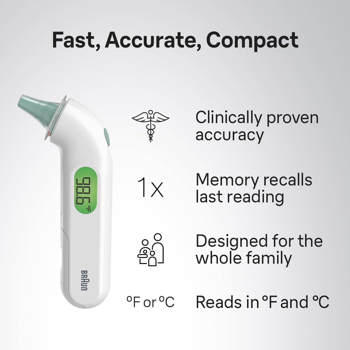 Braun ThermoScan 4 Digital Ear Thermometer, Professional Accuracy with Color Coded and Audio Fever Guidance for Babies, Toddlers, Kids and Adults, FSA and HSA Eligible