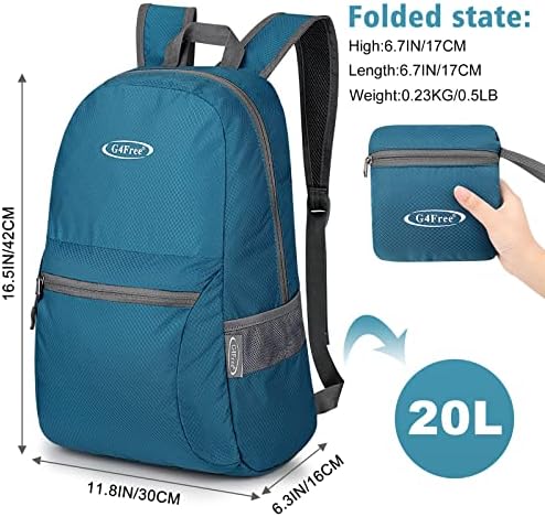 G4Free 20L Lightweight Packable Backpack Travel Hiking Daypack Foldable Backpack for Men Women