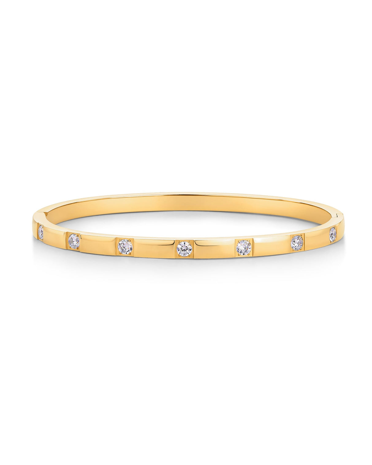 PAVOI Waterproof Thin Love Bracelet for Women - 14K Yellow Gold Plated Dainty Love Bangle with Cubic Zirconia - Stainless Steel Hinge Bracelet Jewelry Gifts - 6.5"