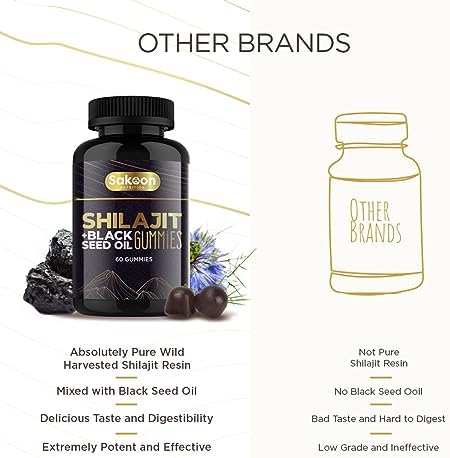 Pure Shilajit Supplement Gummies with Black Seed Oil, High Potency Pure Himalayan Resin for Energy, Immune Support, and Cognitive Function, Lab Tested Chewables