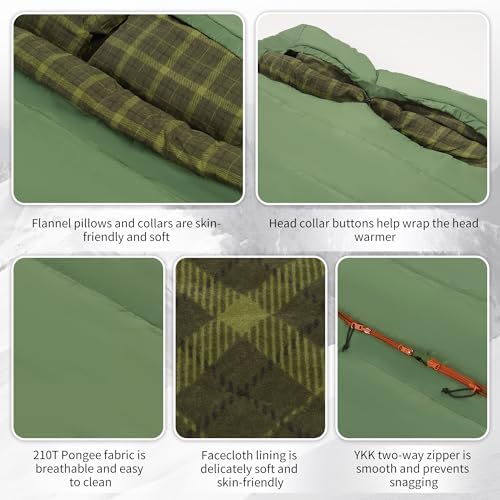 Naturehike 0 Degree and 40 Degree Flannel Two Person Sleeping Bag with Pillows for Adults, Couples & Family, Doublewide Double Sleeping Bag 2 Person for All Seasons Camping Hiking Backpacking