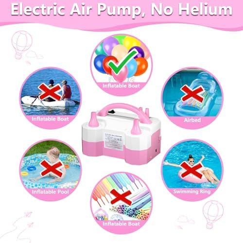 SINBEE Balloon Pump, Balloon Pump Electric, Portable Dual Nozzle Electric Blower Air Pump Inflator for Party Decoration. Faster and Save Time