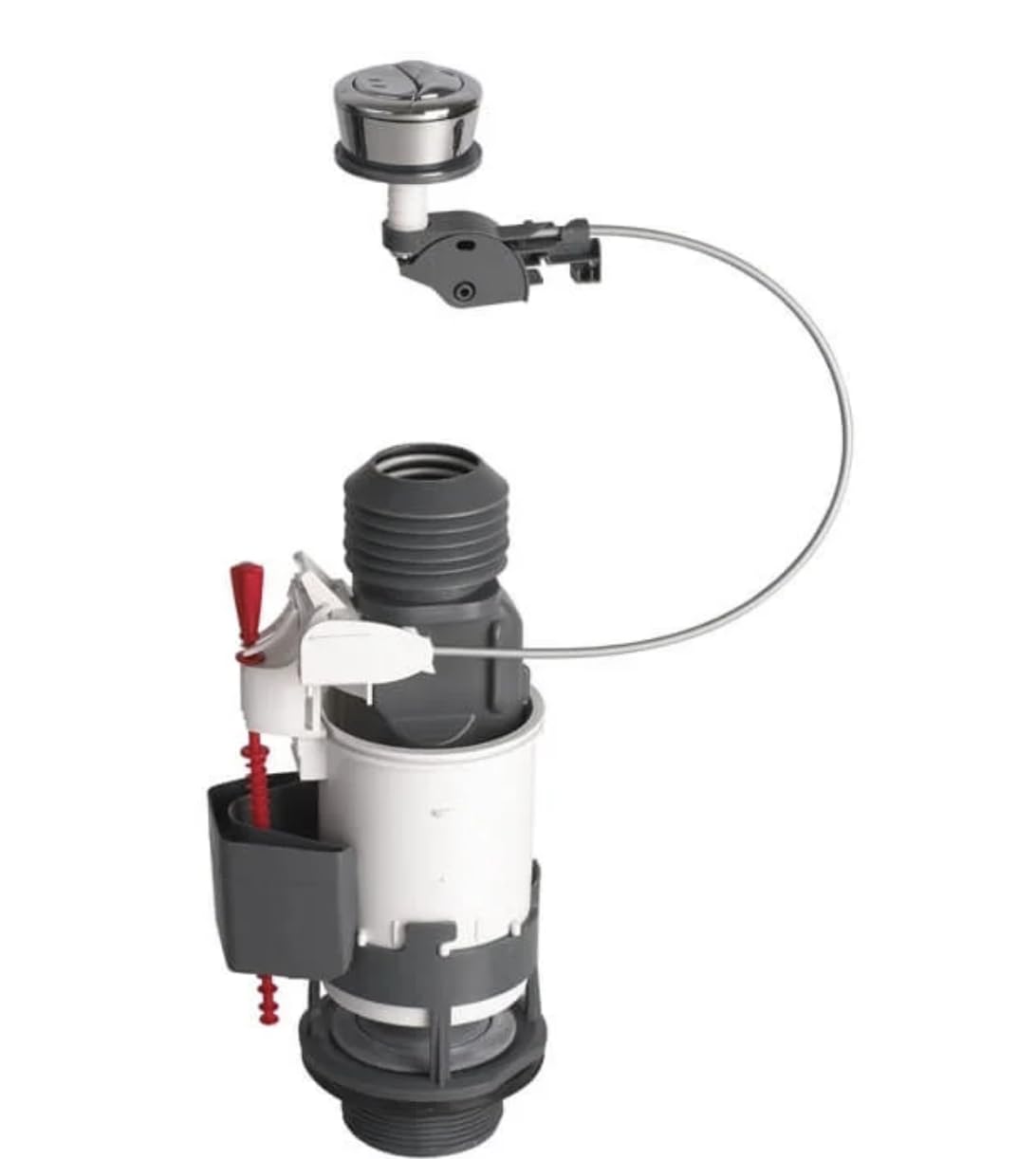 Wirquin Pro Jollyflush Universal Cable Operated Dual Flush Valve 1.5" & 2" base plate cw Chrome Push Button