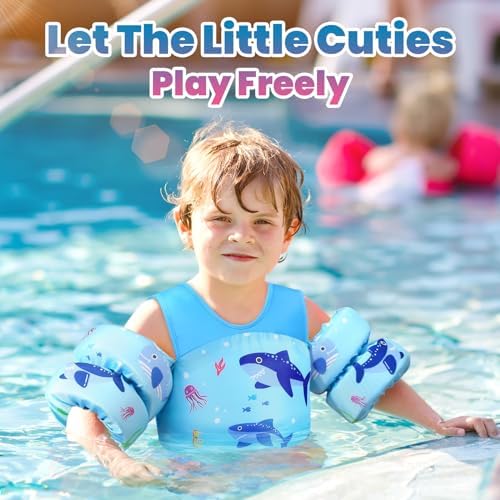 HeySplash Swim Vest for Kids, Toddler Pool Floaties Fit 20-50/70 Lbs, Children Swimming Vest with Adjustable Strap, Swim Jacket Water Wing Arm Float, Puddle Sea Beach Boat Jumper Boy Girl Baby